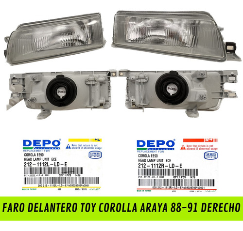 Faro Delantero Corolla Araya 88-92 Izq/der Depo Original