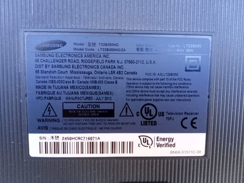 Imagen 4 de 7 de 22 Hd Tv Televisor Samsung Sync T22b350.led. Poco Uso