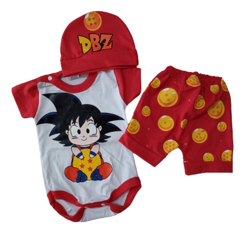Ajuar Para Bebé Dragón Ball 3 Prendas Goku Dbz 
