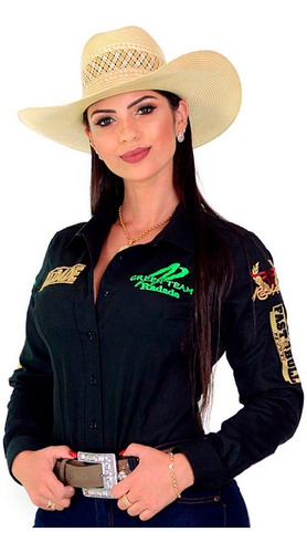 Camisa Country Feminina Radade Green Team Preta