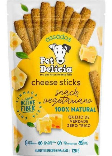 Snack Petisco Cães Cheese Sticks Palitos Pet Delícia 120g