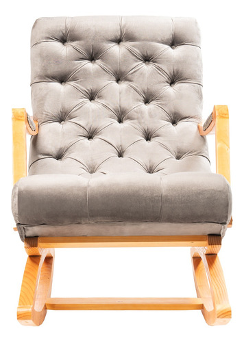Silla Mecedora Con Apoya Brazo Gris Felpa