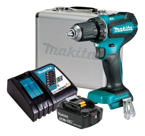 Furadeira Parafusadeira Bateria 18v 5ah Makita Ddf485 Maleta Cor Preto/azul