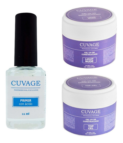 Cuvage Kit X2 Gel Uv Led Uñas Esculpidas 30gr + Primer 