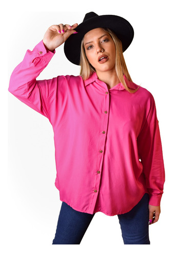 Camisa Poplin Fucsia Ml Mujer Blackmapa