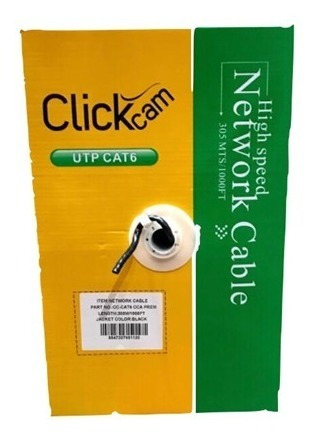 Rollo De Cable Utp Click-cam Cat6 1,000 Pies, Negro