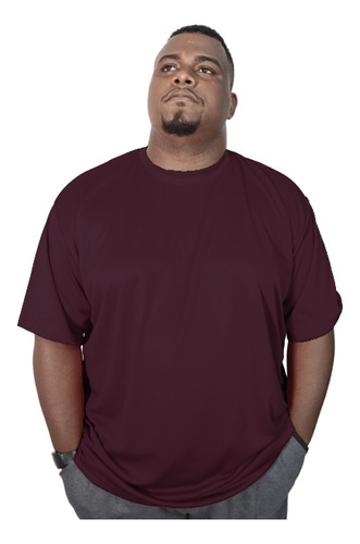 Camiseta Plus Size Básica Masculina Poliéster Dry-fit