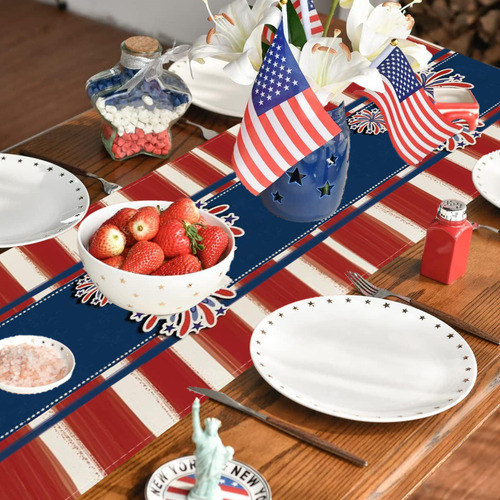Mantel Con Forma De C, Bandera De Mesa Para El Día De La Ind
