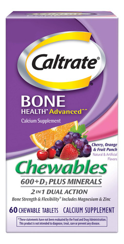 Caltrate Chewables 600 Plus D3 Plus Minerals Suplemento De V