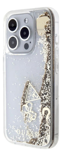 Funda Guess Glitter Gold Para iPhone 15 Pro Max Color Transparente