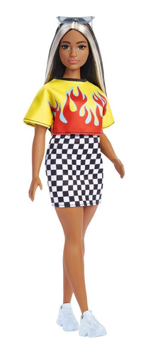 Barbie Fashionistas - Muñeca Curvada, Pelo Largo Resaltado.