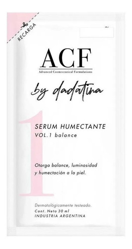 Acf By Dadatina Humectante Vol 1 Serum Refill Vegano 30ml