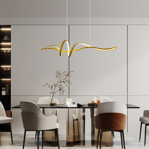 Lustre Led Teto Pendente Dourado Infinita 3 Tons Iluminação 127/220V