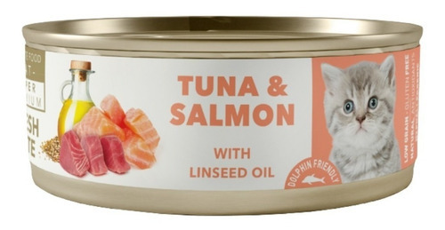 Alimento Para Gato Kitten Atun Y Salmon Amity Lata 80 Gr