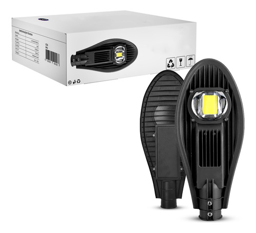 Luminária De Poste Cob 50w Iluminação Externa Branco Frio 6500k 1º Linha
