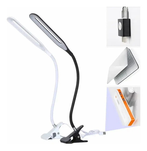 Lampara Led De Mesa Flexible Usb Clip Lectura Manicura Caoba