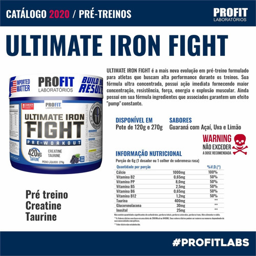Imagem 2 de 4 de Pré-treino Ultimate Iron Fight 270gr - Profit Labs