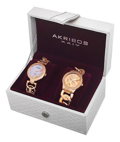 Set De 2 Reloj Akribos Xxiv De Cuarzo Banda Con Eslabones