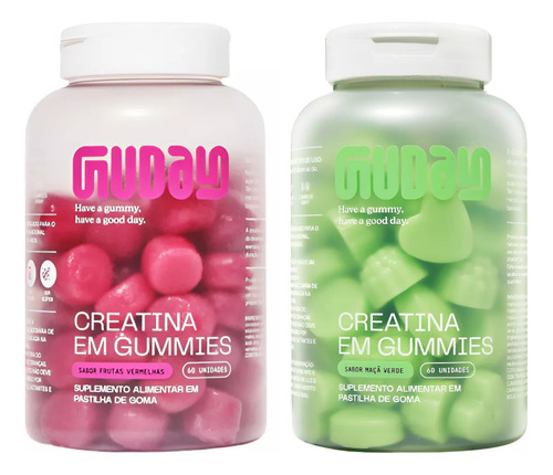 Kit Guday Creatina Maçã Verde + Frutas Vermelhas 60 Gummys