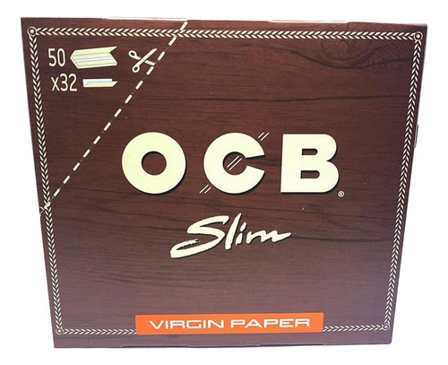 Libreta Ocb de seda virgen marrón marrón marrón con forma de caja king size, delgada, 50