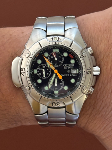 Citizen Aqualand Eco Drive - Bj2040-55e Wr 200 M Prateado Prateado Preto (Usado)