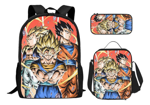 Anime 3d Impresión 3 Piezas Combo Estudiante Bolsa Satchel