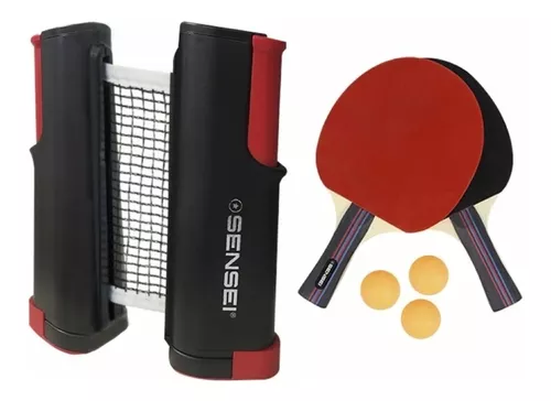 Set 2 Raquetas 2 Pelotas Y Red De Ping Pong Adaptable Orig.