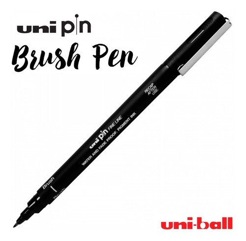 Caneta Uni Pin Brush Preta - Uniball Caneta Nankin