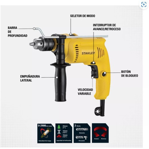 Taladro Percutor Stanley Sdh600-b2c 600w