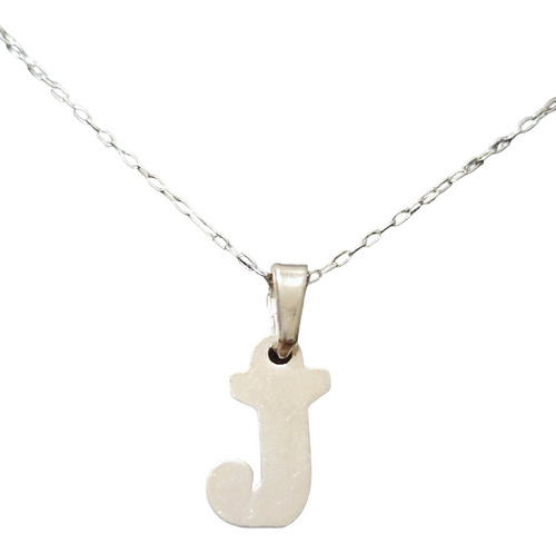 Imagen 1 de 3 de Cadena Collar Hombre Letra Inicial J Plata Ley 925 + Caja Re