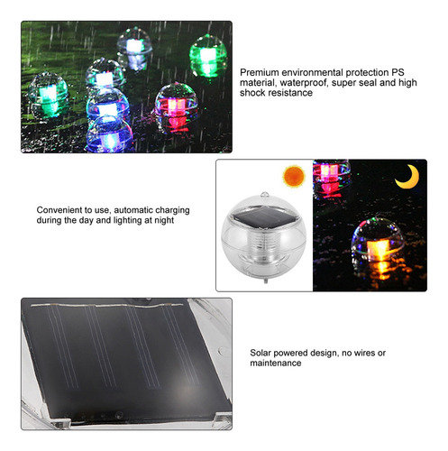 Lámpara Bola Flotante Led Con Energía Solar Prueba Agua