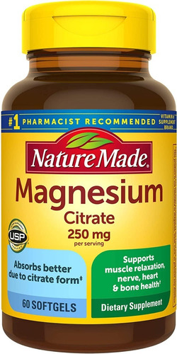 Citrato Magnesio 250mg Nature M - Unidad a $2880