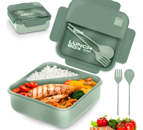  Lunch Box Bento Lonchera Térmica 1 L Con Cuchara Tenedor 