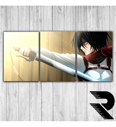 Cuadro Attack On Titan | Mikasa Ackerman | 3 | Triptico