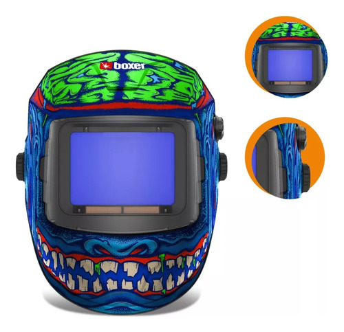 Máscara De Solda Escurecimento Automático Spectra 180 Boxer Cor Azul Desenho
