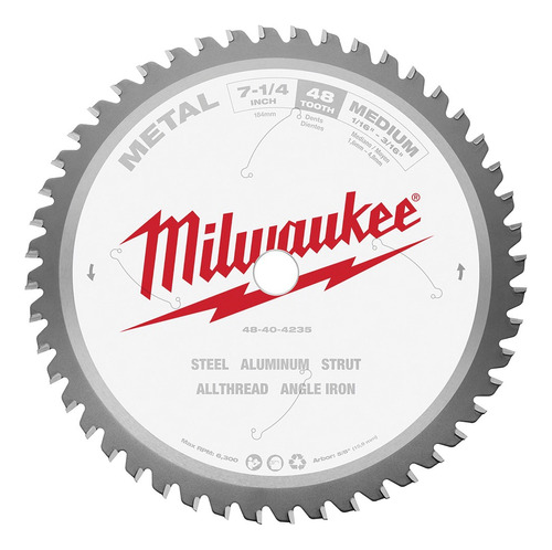 Milwaukee 48-40-4235 7-1/4'' Disco De Corte Color Blanco