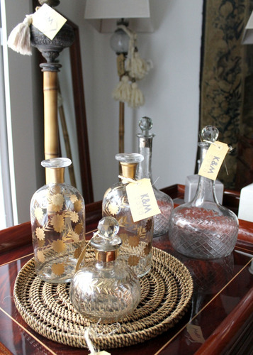 Botellón Para Whisky En Cristal Con Dorado! 2 En Stock