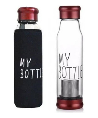 Botella Con Infusor 420ml - Tapa Color Rojo