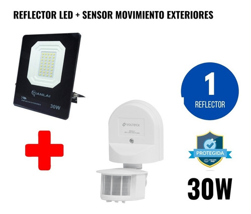 Reflector Led 30w Ip66 127v Sensor Movimiento 300w Ext