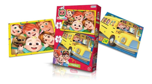 Imagen 2 de 7 de 2 Puzzles Cocomelon Didactico 12 Y 18 Piezas Encastre Niños