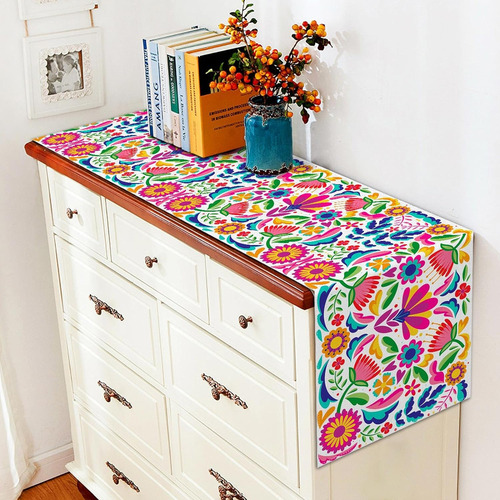 Mxg-jjsp Camino De Mesa De Lino Mexicano Para Decoración De