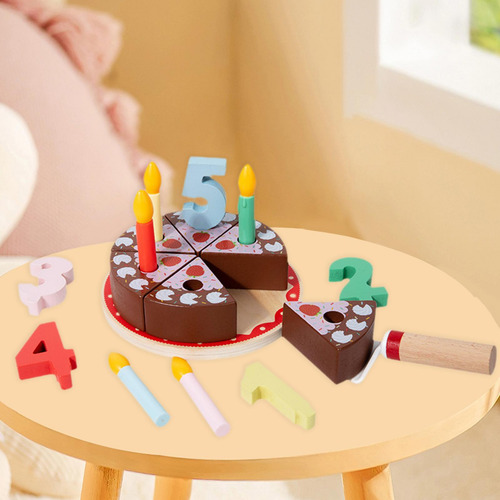Toy De Pastel De Cumpleaños De Madera Juguetes De Té De