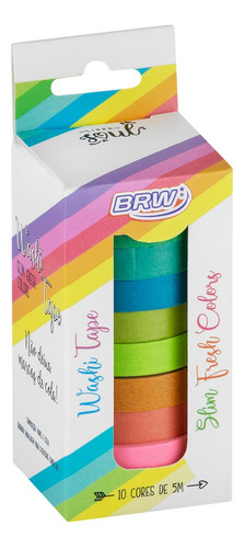 Caja 10 Cintas Washitape Finitas Colores 7,5mm X5metros Brw