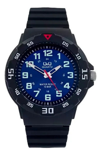 Reloj Q&q Correa Negra Pvc Con Esfera Azul Vr18j005y Febo