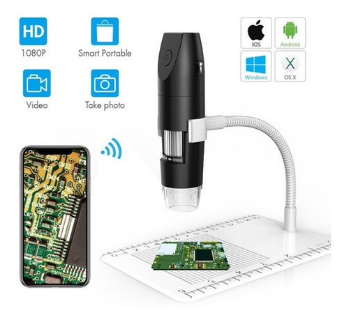 Imagen 6 de 10 de Microscopio Electronico Digital 50-1000x Usb Wifi 1080p 8led
