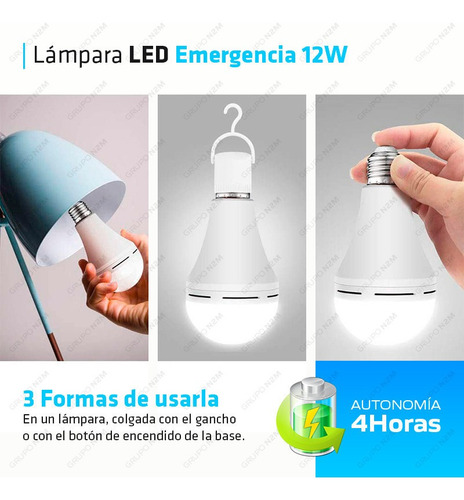 Lampara Led Emergencia 12w 3 Horas Autonomia Frio Mfull