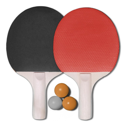 Kit Ping Pong 2 Paletas Tenis De Mesa + 3 Pelotas
