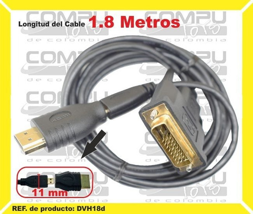 Cable Dvi- Hd Sondear Por Tuberia Ref: Dvh18d Computoys Sas