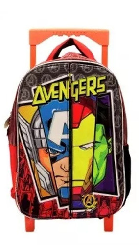 Mochila Avengers Con Carro 12p Color Rojo