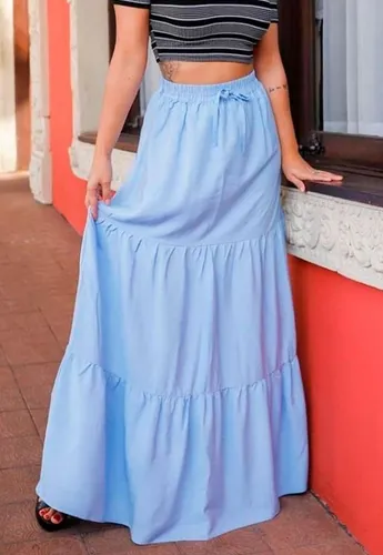 Saia plissada longa azul bebe cheap